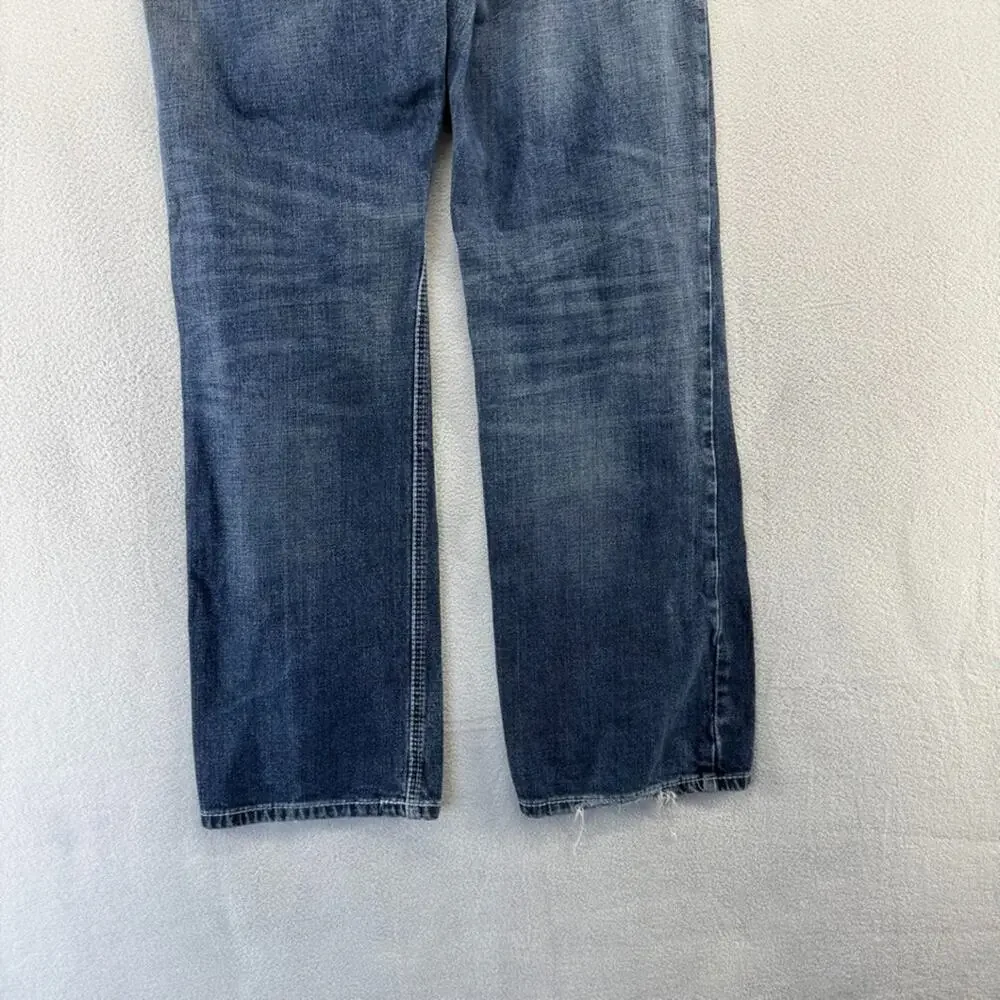 Ariat Jeans Men's 30x32 Blue Relaxed Bootcut M4 Denim Whisker Faded Workwear - Picture 8 of 11